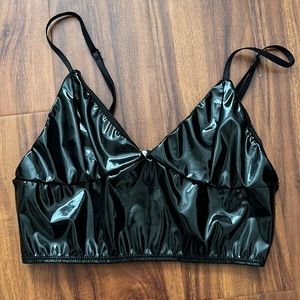 Faux leather crop top
